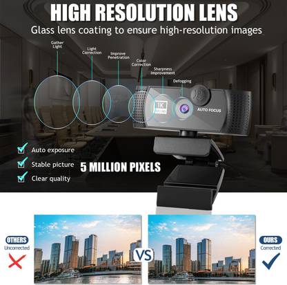 Lyla Webcam 1080p HD w/ Noise-Cancelling Microphone USB for Gaming PC Desktop 1K 2 HD  Webcam with Built-In Microphone with Night Vision USB Connectivity