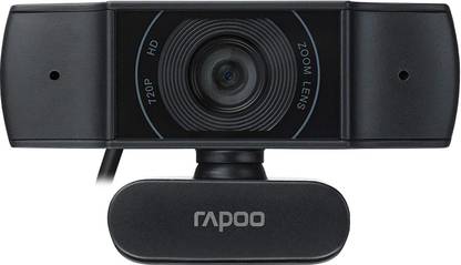 RAPOO C200 720p HD USB Black, 360° Horizontal, 100° Super Wide-Angle Webcam with Microphone for Live Broadcast Video Calling Conference 1 HD  Webcam with Built-In Microphone USB Connectivity