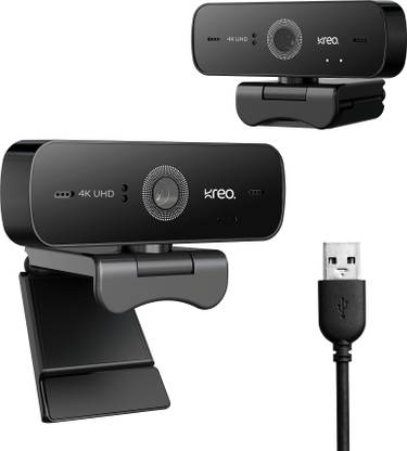 Kreo Owl 4K Ultra HD Auto focus USB Connection Web camera with Noise Cancellation Mic 8 HD  Webcam with Built-In Microphone USB Connectivity