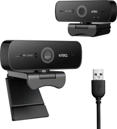 Kreo Owl 4K Ultra HD Auto focus USB Connection Web camera with Noise Cancellation Mic 8 HD  Webcam with Built-In Microphone USB Connectivity
