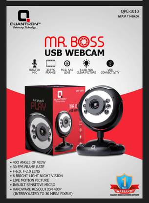 Quantron QPC-1010, MR. BOSS USB WEBCAM 6 LIGHT CAMERA. 6  Webcam with Built-In Microphone with Night Vision USB Connectivity