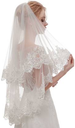 Unique bridal squence veil Short Wedding Viles