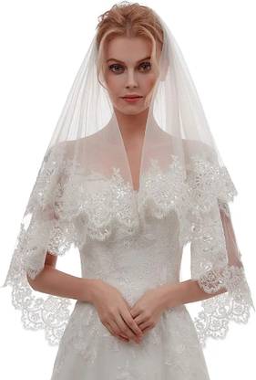 Unique Bridal Sequence Veil Double layer Wedding Veil Head Band
