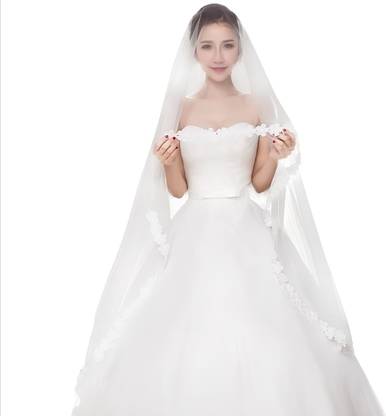 Unique bridal two tier veil Floor Wedding Viles