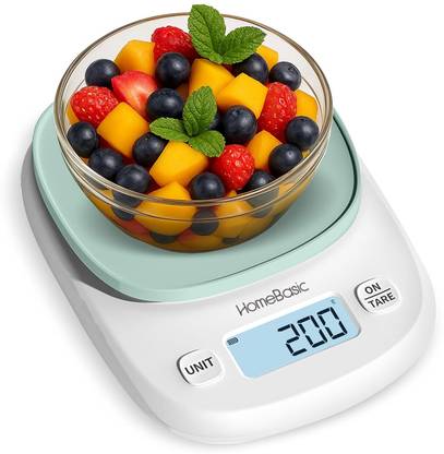 HOMEBASIC KS200 Portable Kitchen Scale, 5kg Capacity, LCD Touch, Tare Function Weighing Scale