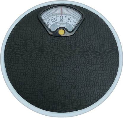 alis Analog Weight Bathroom Scale with Rotating Dial Display, Reliable Scale Track, Non-Slip & Scratch Resistant Platform | Body Weight Machine (Round Shape, 0-130kg, BP-A028) Weighing Scale