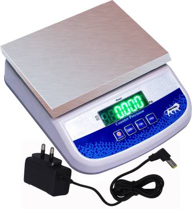 COHEL 30Kg Counter Rechargeable Weight Machine with Stainless Steel Top for Shop, Home Weighing Scale