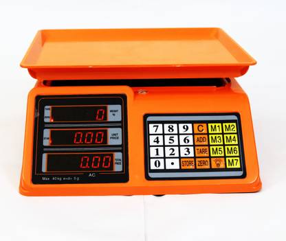 Skeisy DIGITAL PRICE CALCULATION MACHINE UNIT,PRICE,WEIGHT, UP 40KG/1GM ORANGE MACHINE Weighing Scale