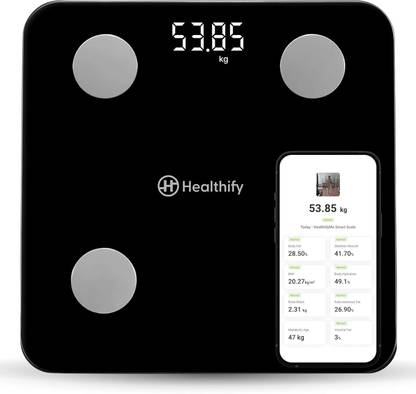 Healthifyme Smart Scale | Track 11+ Key Body Metrics | Data Driven Smart Weight Loss Scale Weighing Scale