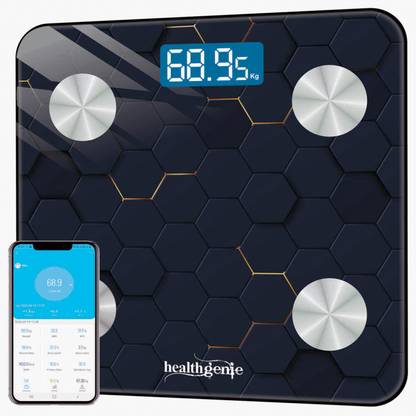 Healthgenie Smart Bluetooth Weight Machine 18 Body Composition Sync with Fitness Mobile App Weighing Scale