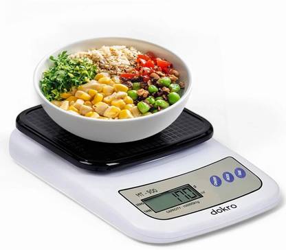 dokro Kitchen Scale, High precision sensors, TARE function,� 1g-10Kg Range(White) Weighing Scale