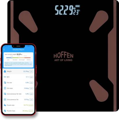HOFFEN Bluetooth BMI,BMR Body Weight With 25 Body Parameters Bluetooth Mobile APP Weighing Scale