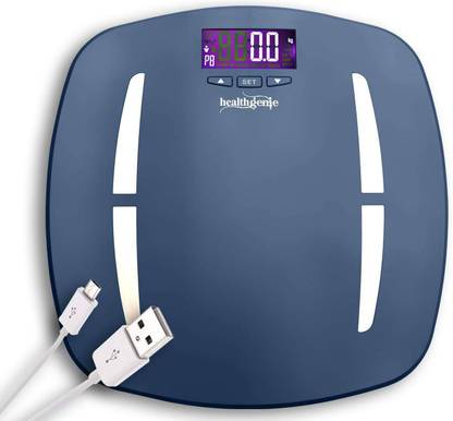Healthgenie Digital Personal Body Fat Analyzer - Fibre with USB Charging HB-331 (Royal Blue) Weighing Scale