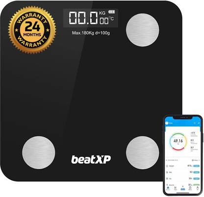 Pristyn care Smart BMI | Digital Weight Machine |Bluetooth | 12 Health Parameters by beatXP Weighing Scale