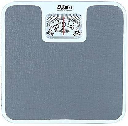 alis Analog Weighing Machine | Body Weight Machine with Rotating Dial Display, Reliable Scale Track, Non-Slip & Scratch Resistant Platform | Mechanical Weighing Machine 130 kgs Capacity (Square Shape, Grey) Weighing Scale