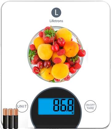 Lifetrons Calorie Premium Digital Kitchen Weight Scale,GlassTop, Tare Function,10Kg Weighing Scale