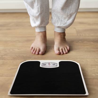 anko Classic Black Manual Bathroom Scale with Anti-Slip PVC Foot Mat Platform Weighing Scale