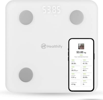 Healthifyme Smart Scale | Track 11+ Key Body Metrics | Data Driven Smart Weight Loss Scale Weighing Scale