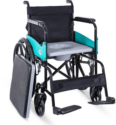 TryFit TF810D, 2-in-1 Foldable Wheelchair with Commode, Detachable Cushion & Bucket Pot Manual Wheelchair
