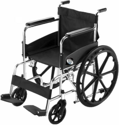 VMS Careline Pneumatic Wheel Regular Foldable Wheelchair with Safety Belt Manual Wheelchair