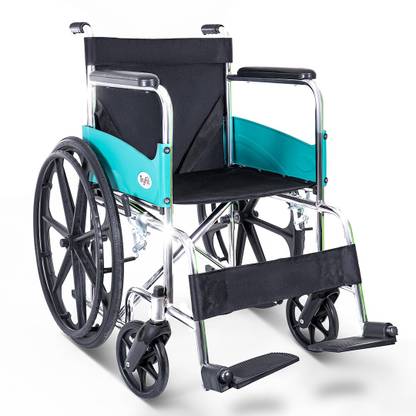 TryFit TF809R- I Chrome Plated Foldable Wheelchair I Durable Steel Frame Manual Wheelchair