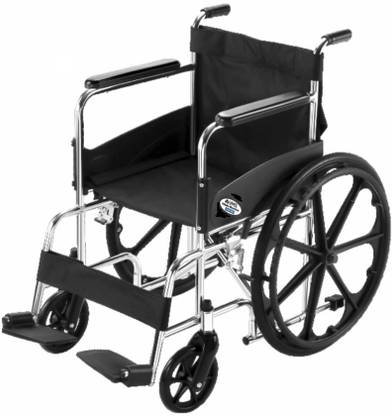 VMS Careline Pneumatic Wheel Regular Foldable Wheelchair with Safety Belt Manual Wheelchair