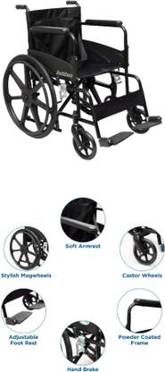 HealthEmate Solid Fiber Wheel with seat belt Manual Wheelchair