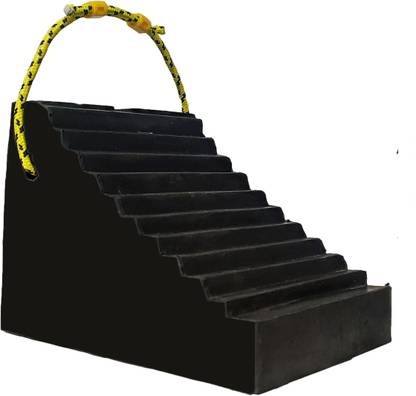 Being Safe Solid Rubber Wheel Stopper With Rope Locking Clip Handle-Best Tire Block-6 Kgs Wheel Chock