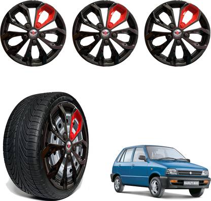 CuboDePlato FuryBlk_redpatch_12In_Maruti800 Wheel Cover For Maruti 800 AC BSIII