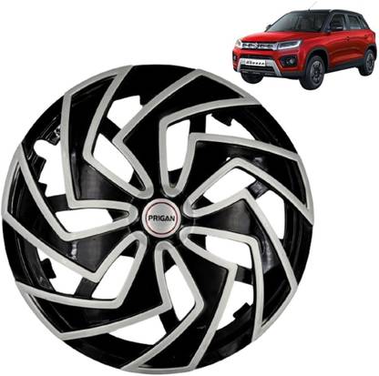 PRIGAN Spider Silver Black 16 Inch For Brezza Wheel Cover For Maruti Universal For Car