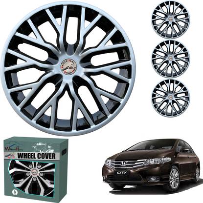 WolkomHome Car accessories Wheel cap, Hub Cap Delta Silver Black 15 Inch Wheel Cover For Honda City i VTEC E
