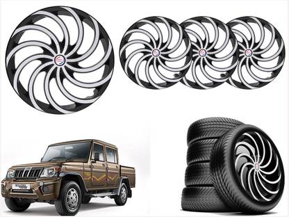 AUTO PEARL R15 Press Type Wheel Hubcap Compatible with Mahindra Bolero Camper Wheel Cover For Mahindra Bolero Camper 2WD PS BS3