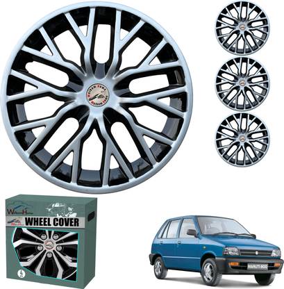 WolkomHome Car accessories Wheel cap, Hub Cap Delta Silver Black 12 Inch Wheel Cover For Maruti Zen