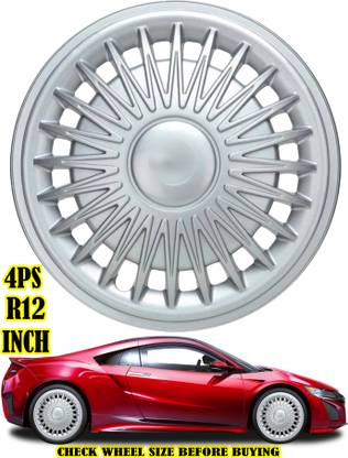GOLDKARTZ CAR WHEEL COVER / WHEEL CAP R12_RUSH_SILVER Wheel Cover For Maruti, Tata, Hyundai, Bajaj, Mahindra, Universal For Car Alto, Omni, Alto 800, Nano, Zen, Eon, 800, Qute RE60 CNG, Universal For Car