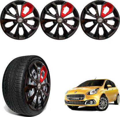 WolkomHome Car accessories Wheel cap, Hub Cap 14 Inch FURRY BLACK RED PATCH FRD53 Wheel Cover For Fiat Punto EVO 1.2 Dynamic