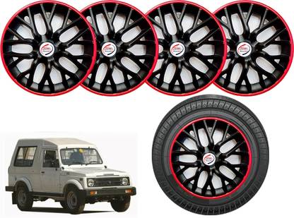 AUTO PEARL Car Full Caps Black R15 Set of 4 Pcs, Press Type Fitting GBY24 Wheel Cover For Maruti Gypsy MG-410