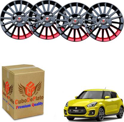 CuboDePlato CamrryBlack_redpatch_14In_New_Swift2018-2022 Wheel Cover For Maruti Swift VXI