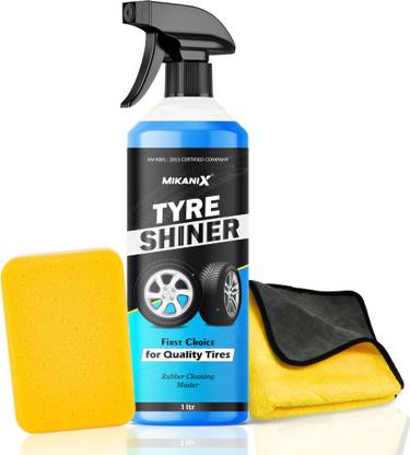 MIKANIX Car & Bike Wheel Tyre Shiner Spray with Microfiber Cloth To Restores Tyre Gloss 1000 ml Wheel Tire Cleaner