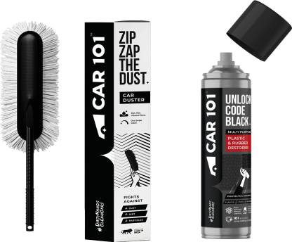 CAR101 Zip Zap Car Duster (Dust Removal)+ Tyre & Trim Restorer | Scratch-Free Cleaning 250 ml Wheel Tire Cleaner