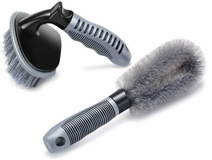 Campark Universal Car Wheel Rim Cleaning Combo Pack of 1 x Alloy Wheel Cleaning Brush and 1 x Tyre Brush Washing Tool | Rim Cleaner for Your Car, Motorcycle, Bicycle, Truck, Tempo, Auto Rickshaw 2 Wheel Tire Cleaner