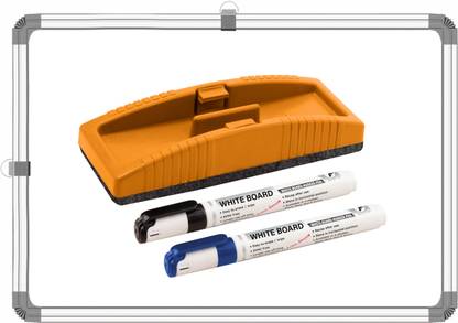 CraftXpress Non Magnetic 2x1 Ft, Both Side Writing Chalk & Whiteboard + 2 Marker & 1 Duster For Office Whiteboards and Duster Combos
