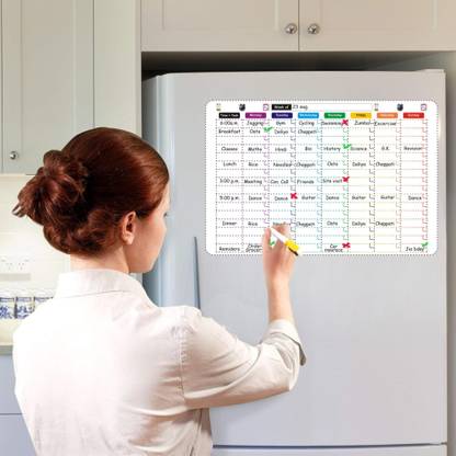 Eduway Magnetic Weekly Schedule | Daily Routine Planner | For Fridge, Wardrobe | With 1 Marker | Ideal for College,Home|Dry Erase Whiteboard Time-Task Calendar(12x18 Inch) Whiteboards