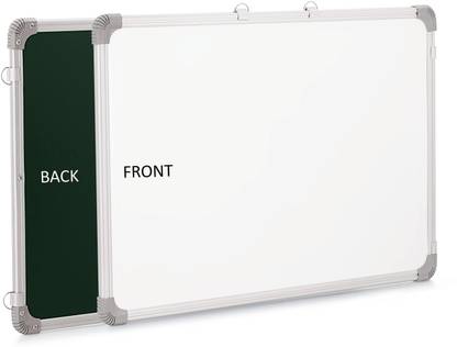 Flipkart SmartBuy Non Magnetic 1.5x2 Ft. Double Sided Whiteboard | Front Dry Erase Marker & Reverse Chalk Board | Glossy Surface |Robust Aluminum Frame|(45x60 cms) Whiteboards