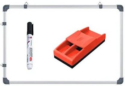 Devew Non Magnetic White Board Plastic Duster Melamine 1.5x2 feet, Writing Whiteboard Combo of 3 Item Whiteboards,Duster,Marker Whiteboards