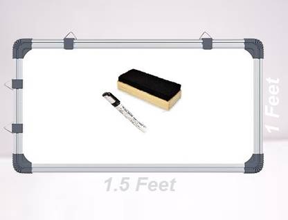 प्रेहा द स्मार्ट चॉइस नॉन मैग्नेटिक वुडन डस्टर 1x1.5 ft. डबल-साइडेड व्हाइट बोर्ड एंड चॉकबोर्ड कॉम्बो 1 D + 1 M व्हाइटबोर्ड और डस्टर का कॉम्बो