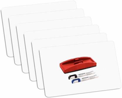 SRIRATNA Non Magnetic 9.5x13.5 Inch Set Of 6 Whiteboard Lapboard with 1 Duster, 2 Markers Combo Whiteboards and Duster Combos