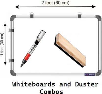 Viprax Non Magnetic Plastic Melamine Slate 1 X 2 Ft, Double-Sided Writing Chalkboard & Whiteboard, Combo of 3 Items Whiteboards and Duster Combos