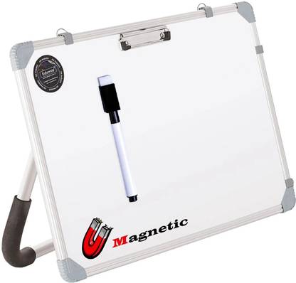 Eduway Magnetic Magnetic Dry Erase 1.5x2 Feet White Board with Stand | Standing Whiteboard | Table Top with Paper Clip for Study, with 1 Cap-Duster Marker - 40x60 Cms Whiteboards and Duster Combos