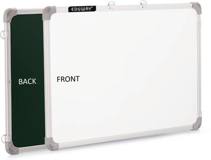 Eduway Non Magnetic 5x4 Feet Double-Sided Whiteboard and Chalkboard with Sliding Hanging Clips Whiteboards