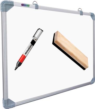 Eduway Non Magnetic 2x2 Ft Double-Sided Whiteboard and Chalkboard Combo with 1 Marker and 1 Duster Whiteboards and Duster Combos
